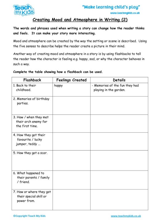 Worksheets for kids - creating-mood-and-atmosphere-in-writing-2